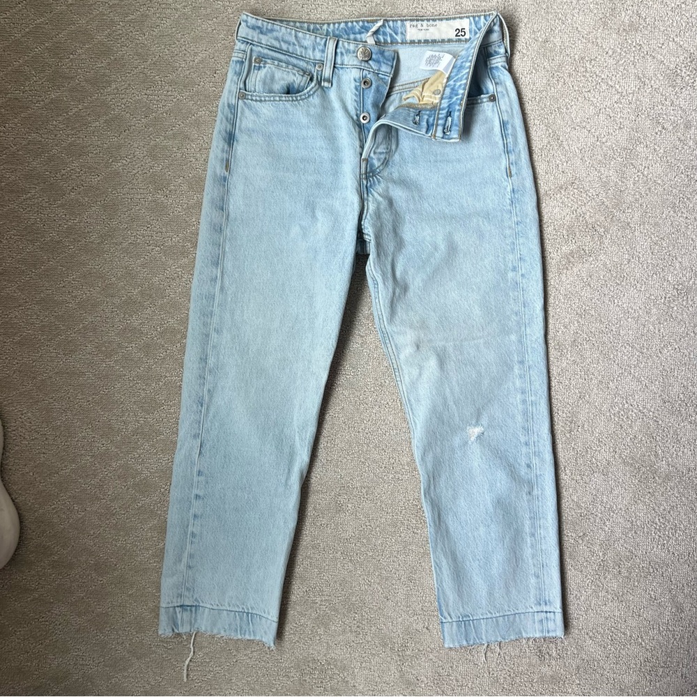 Rag & Bone Maya Rise Ankle Slim in Color Mica with Holes Size 25 Jeans